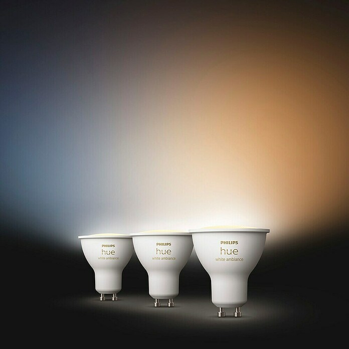 Philips Hue Smart-LED-Lampe White Ambiance (GU10, Dimmbar, Mehrfarbig, 400 lm, 4,2 W, 3 Stk.) | BAUHAUS