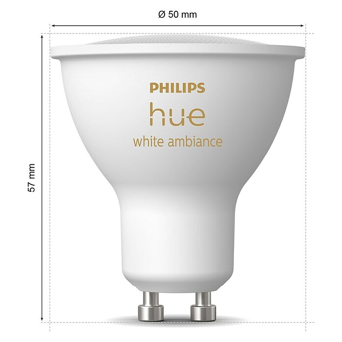 Philips Hue Smart-LED-Lampe White Ambiance (GU10, Dimmbar, Mehrfarbig, 400 lm, 4,2 W, 3 Stk.) | BAUHAUS