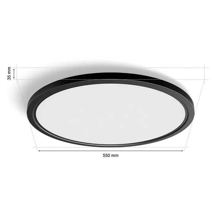 Philips Hue LED-Panel rund White Ambiance Tento XL - 25 W, Ø x H: 54,2 x 3,56 cm, Schwarz, Kaltweiß - Deckenleuchte mit schwarzem Rand und den Maßen 550 mm Durchmesser und 35 mm Höhe für die perfekte Ausleuchtung in jedem Raum.