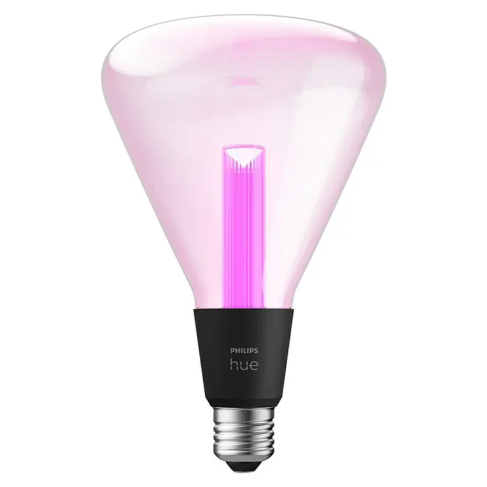 Philips Hue Smart-LED-Lampe Waca Lightguide Triangle - E27, Dimmbar, RGBW, 500 lm, 6,8 W, 1 Stk. - Philips Hue Leuchtmittel in außergewöhnlichem Design mit pinkfarbenem Licht für eine stimmungsvolle Atmosphäre.