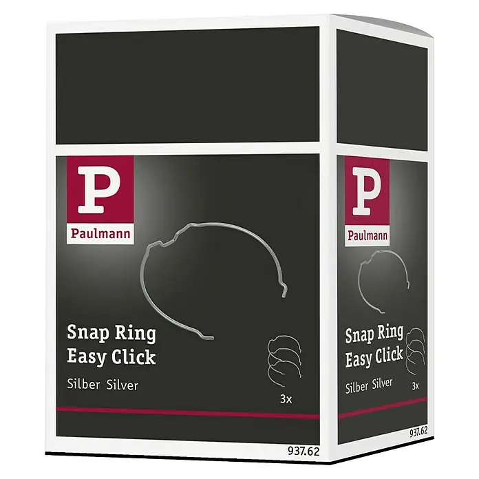 Paulmann Sprengring Easy Click - 58 x 52 x 4 mm, Metall, Durchmesser: 51 mm, 3 Stk. - Produktverpackung für Paulmann Snap Ring Easy Click, silberne Ausführung, 3 Stück pro Packung.