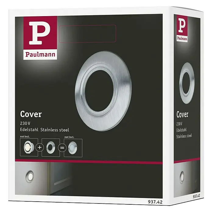 Paulmann Special Line LED-Einbauleuchten-Abdeckung - Edelstahl, Durchmesser: 86 mm, IP65 - Produktverpackung: Paulmann Cover, 230V Edelstahl-Einbauleuchtenabdeckung. Hochwertiges und langlebiges Zubehör für Ihre Beleuchtungslösungen.
