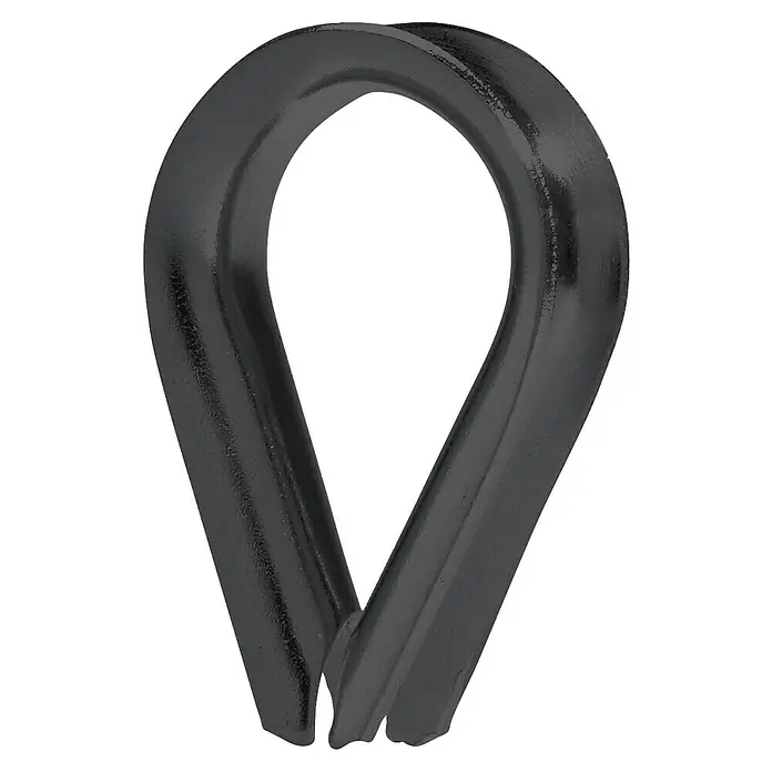 Marinetech Kausche - Für Seildurchmesser: 3 mm, Edelstahl, A4 - Nahaufnahme eines Drahtseilkausches in Schwarz, ein wichtiges Zubehör für Drahtseile und Kabel, das Haltbarkeit und Schutz bietet.