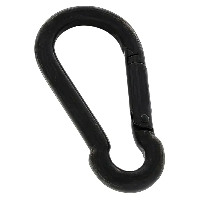 Marinetech Karabinerhaken - Ø x L: 8 x 80 mm, Edelstahl, Schwarz - Schwarzer Karabinerhaken mit Federverschluss. Robuster und vielseitiger Clip für Outdoor-Aktivitäten und zum Befestigen von Gegenständen.