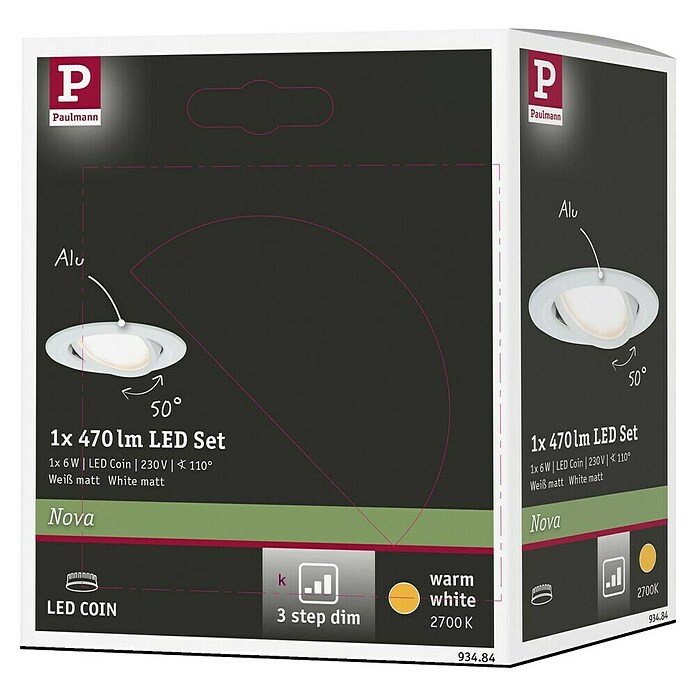 Paulmann LED-Einbauleuchte (6,5 W, Weiß, Durchmesser: 8,4 cm)