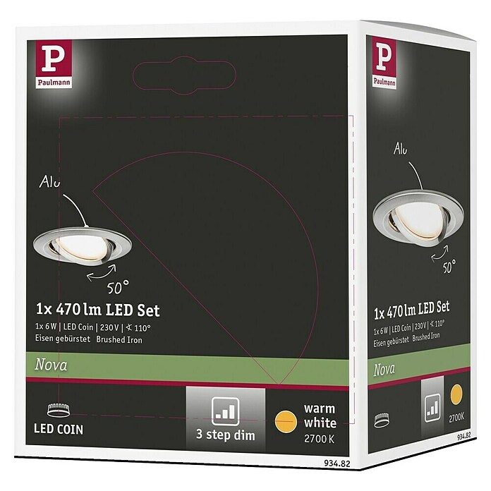 Paulmann LED-Einbauleuchte (6,5 W, Eisen gebürstet, Durchmesser: 8,4 cm)