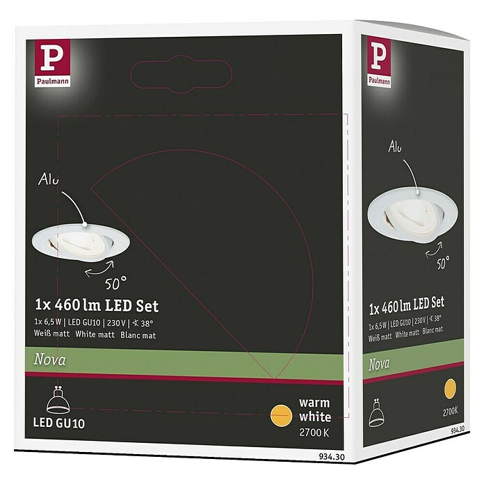 Paulmann LED-Einbauleuchte (6,5 W, Weiß, Durchmesser: 8,4 cm, GU10)