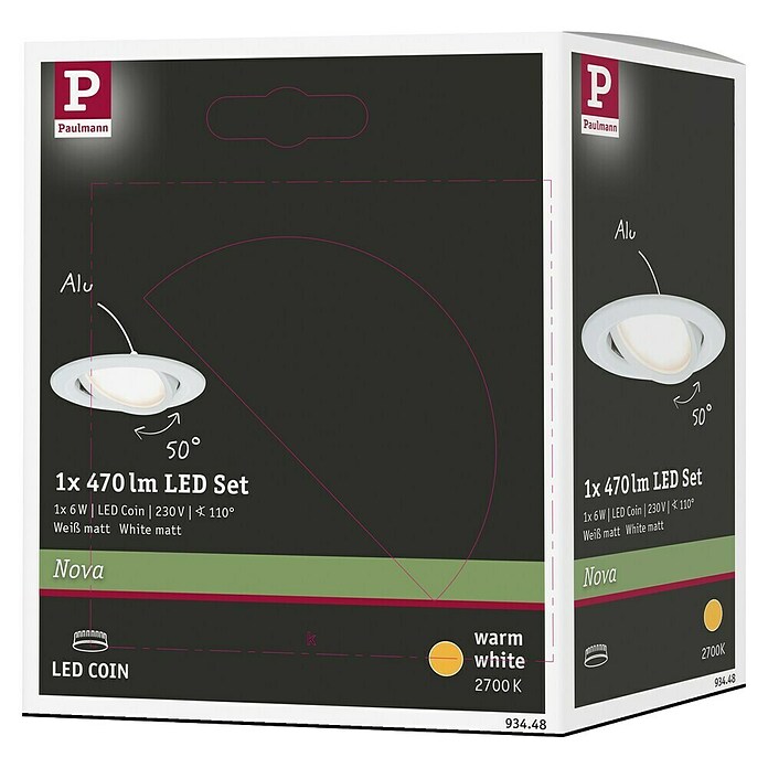 Paulmann LED-Einbauleuchte (6,5 W, Weiß, Durchmesser: 8,4 cm)