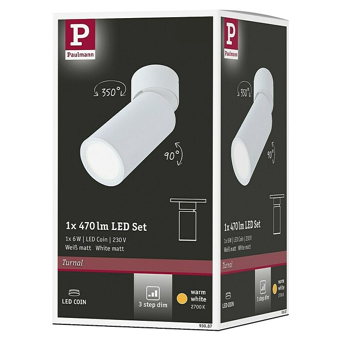Paulmann Plafón LED Turnal Coin Blanco (6 W, Blanco, Blanco cálido, 1 ud.) | BAUHAUS