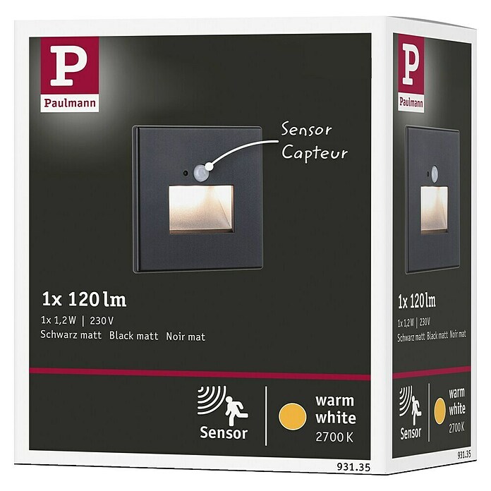 Paulmann LED-Wandstrahler (2,2 W, L x B x H: 4,2 x 8 x 8 cm, Schwarz, Warmweiß) | BAUHAUS