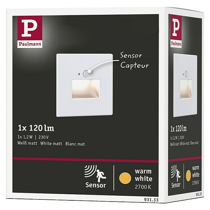 Paulmann LED-Wandstrahler (2,2 W, L x B x H: 4,2 x 8 x 8 cm, Weiß, Warmweiß) | BAUHAUS