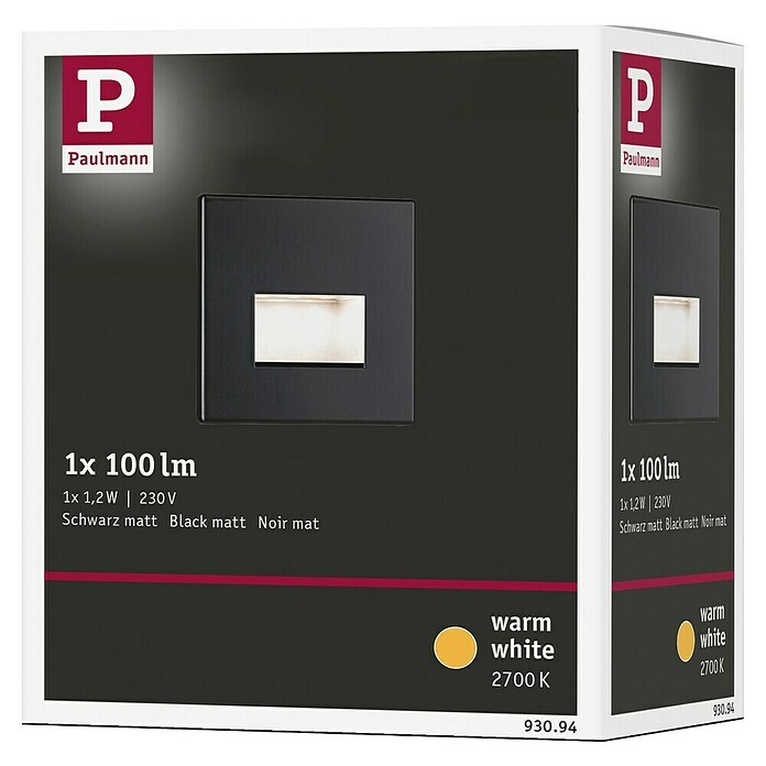 Paulmann LED-Einbauleuchte Edge (B x H: 80 x 80 mm, Warmweiß, Schwarz) | BAUHAUS