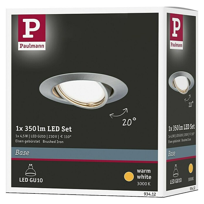 Paulmann LED-Einbauleuchte (5 W, Eisen gebürstet, Durchmesser: 9 cm, GU10)