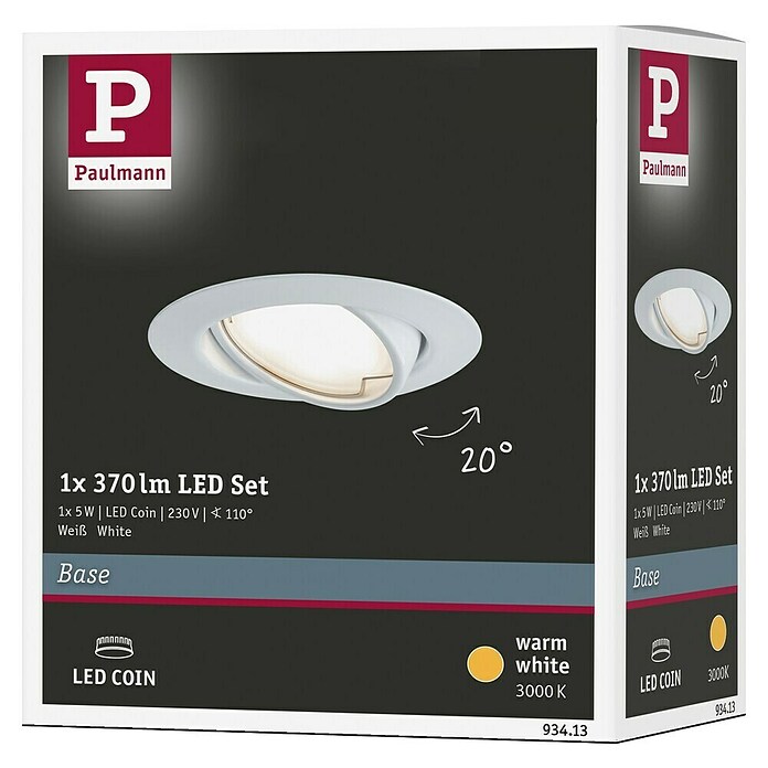 Paulmann LED-Einbauleuchte (5 W, Weiß, Durchmesser: 9 cm)