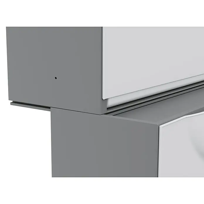 Terry Harmony Box Zapatero - L x An x Al: 51 x 19 x 39 cm, Blanco, Número de compartimentos: 1 ud. - Primer plano de un mueble moderno gris y blanco, mostrando sus líneas limpias y esquema de color minimalista.