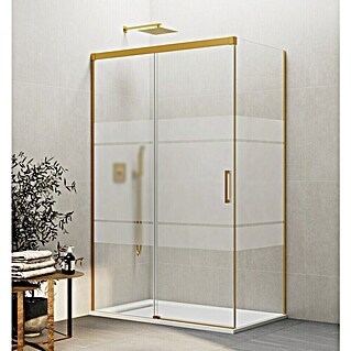 GME Mampara de ducha frontal Basic (L x An x Al: 70 x 160 x 196 cm, Vidrio serigrafiado, Oro)