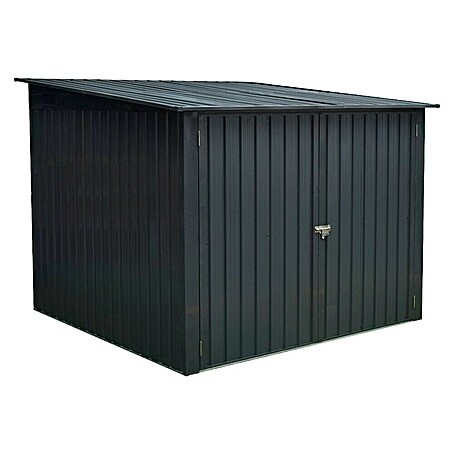Hoggar Gerätehaus Nyon (Außenmaß inkl. Dachüberstand (B x T): 206 x 204 cm, Anthrazit, Stahl, 4,2 m²)