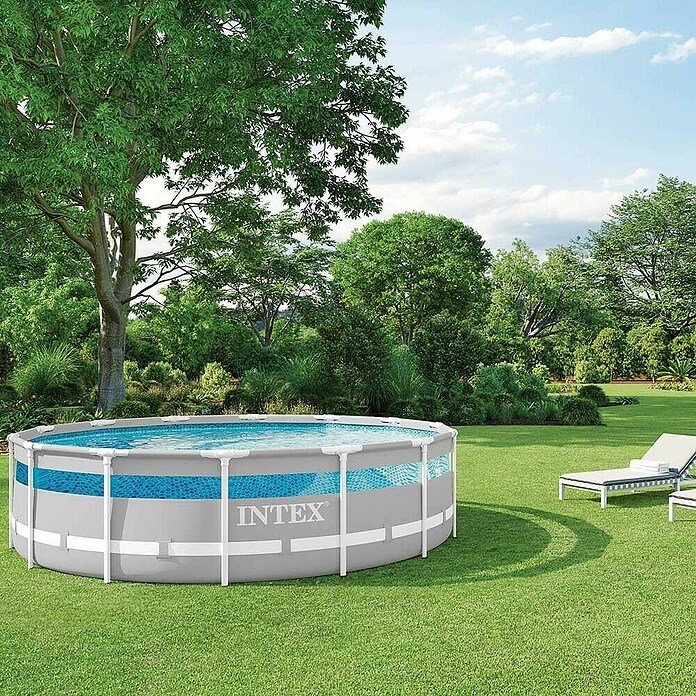 Intex Bazen sa čeličnim okvirom Prism Frame  (Ø x V: 427 x 107 cm, Siva, 12.706 l) | BAUHAUS