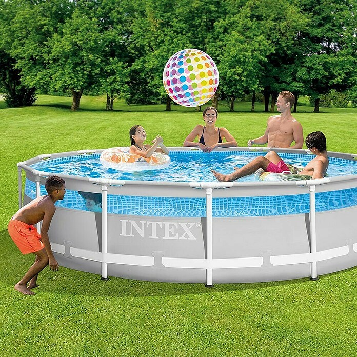 Intex Bazen sa čeličnim okvirom Prism Frame  (Ø x V: 427 x 107 cm, Siva, 12.706 l) | BAUHAUS