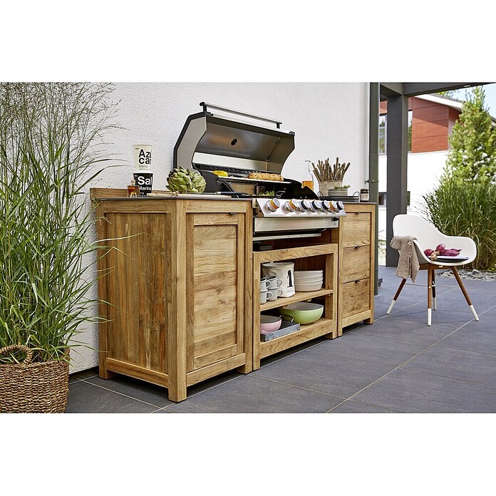 Sunfun Módulo para barbacoa (Con cajón, L x An x Al: 63 x 58 x 92 cm, Madera)
