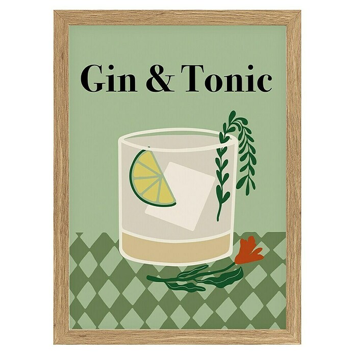Papermoon Bild (Gin a Tonic, B x H: 50 x 70 cm, Ohne Passepartout, Rahmen Eiche) | BAUHAUS