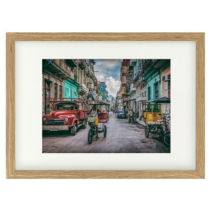 Papermoon Bild (Habana Street, B x H: 70 x 50 cm, Mit Passepartout, Rahmen Eiche) | BAUHAUS