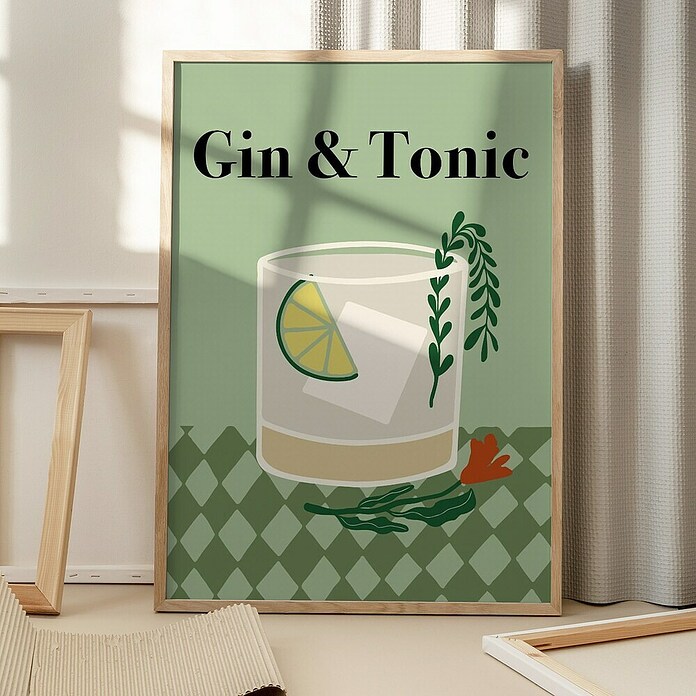 Papermoon Bild (Gin a Tonic, B x H: 50 x 70 cm, Mit Passepartout, Rahmen Eiche) | BAUHAUS