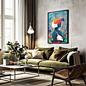 Papermoon Bild (Blue Girl, B x H: 50 x 70 cm, Mit Passepartout, Rahmen Schwarz) | BAUHAUS