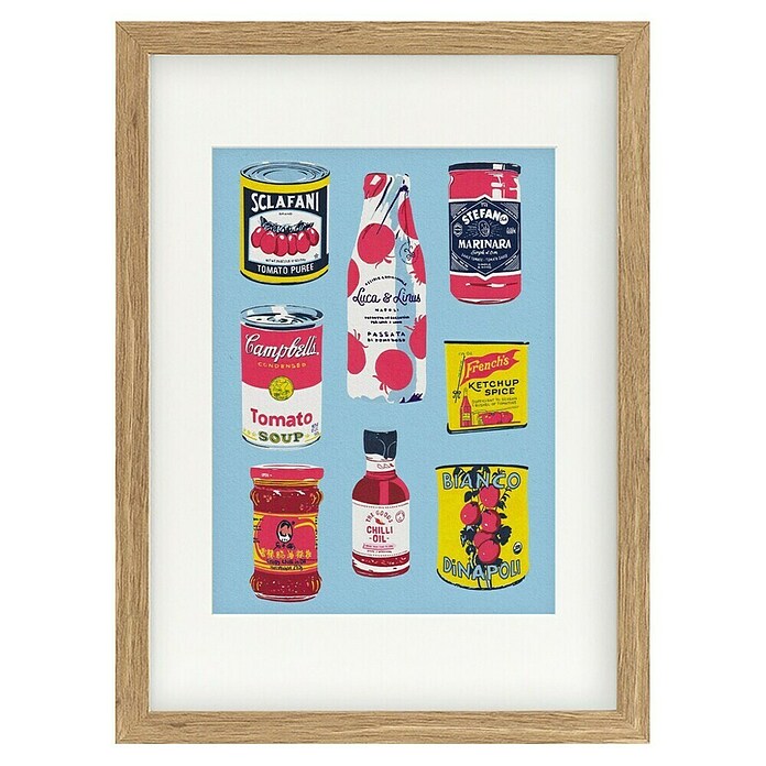 Papermoon Bild (Canned Tomatoes, B x H: 70 x 100 cm, Mit Passepartout, Rahmen Eiche) | BAUHAUS