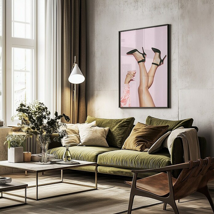 Papermoon Bild (Cheers Peaches, B x H: 50 x 70 cm, Mit Passepartout, Rahmen Schwarz) | BAUHAUS