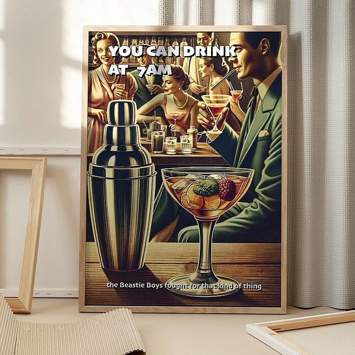 Papermoon Bild (You can Drink at 7 AM, B x H: 60 x 80 cm, Mit Passepartout, Rahmen Eiche) | BAUHAUS