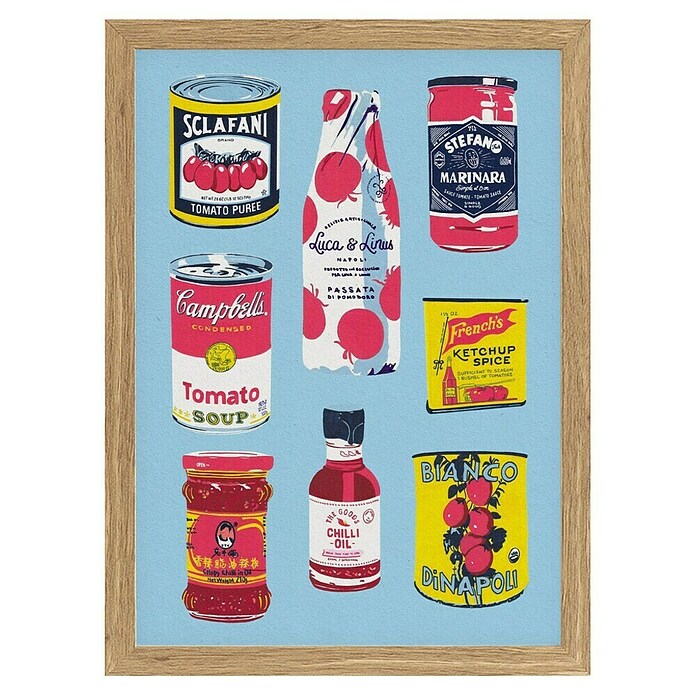 Papermoon Bild (Canned Tomatoes, B x H: 80 x 110 cm, Ohne Passepartout, Rahmen Eiche) | BAUHAUS
