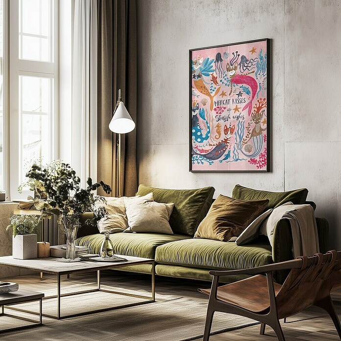 Papermoon Bild (Mercats and Caticorns, B x H: 50 x 70 cm, Ohne Passepartout, Rahmen Schwarz) | BAUHAUS