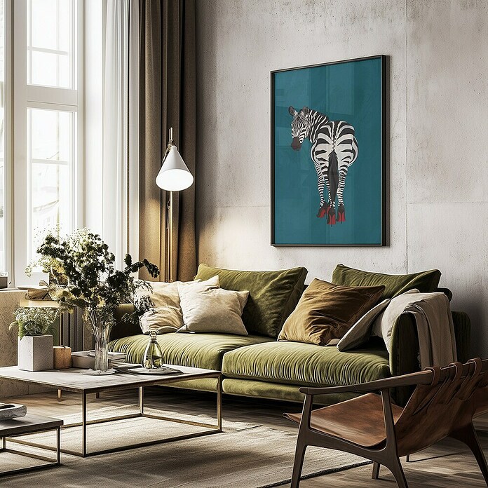 Papermoon Bild (Zebra Heels, B x H: 60 x 80 cm, Ohne Passepartout, Rahmen Schwarz) | BAUHAUS