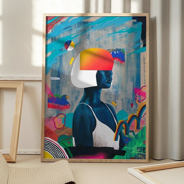 Papermoon Bild (Blue Girl, B x H: 40 x 50 cm, Ohne Passepartout, Rahmen Eiche) | BAUHAUS