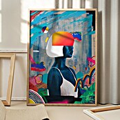 Papermoon Bild (Blue Girl, B x H: 40 x 50 cm, Ohne Passepartout, Rahmen Eiche) | BAUHAUS