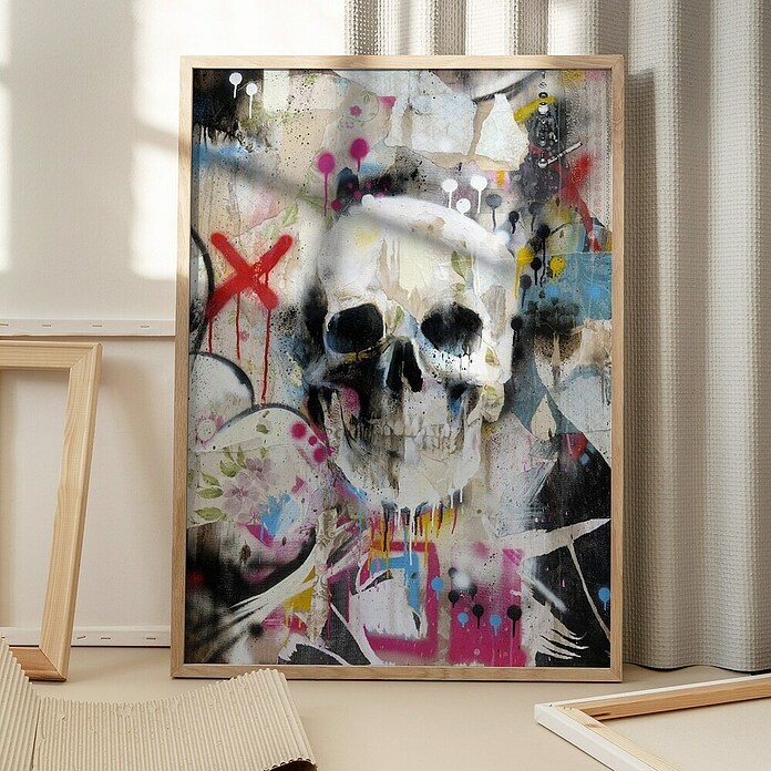 Papermoon Bild (Skull, B x H: 80 x 110 cm, Ohne Passepartout, Rahmen Eiche) | BAUHAUS