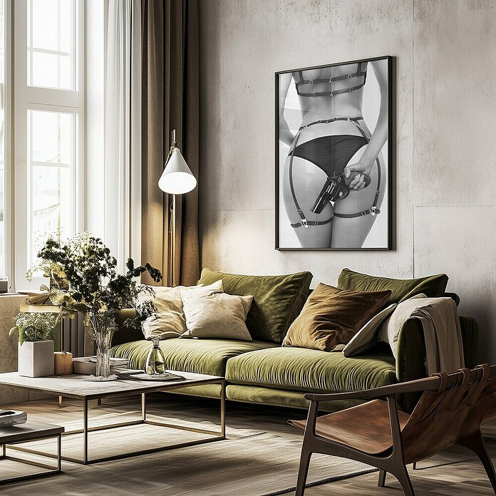 Papermoon Bild (Love & a loaded Gun, B x H: 100 x 140 cm, Mit Passepartout, Rahmen Schwarz) | BAUHAUS