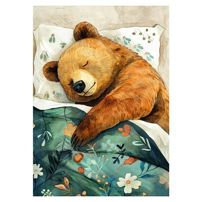 Papermoon PosterSleepy Bear Story, B x H: 60 x 80 cm, Ohne Passepartout - Vorderansicht