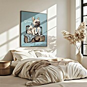 Papermoon Bild (Frenchie Want Travel, B x H: 70 x 100 cm, Ohne Passepartout, Rahmen Eiche) | BAUHAUS