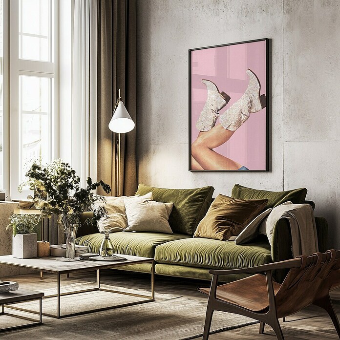 Papermoon Bild (Boots Glitter Pink, B x H: 70 x 100 cm, Mit Passepartout, Rahmen Schwarz) | BAUHAUS