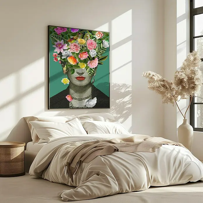 Papermoon BildFloral Frida, B x H: 60 x 80 cm, Mit Passepartout, Rahmen Eiche - Stimmungsaufnahme