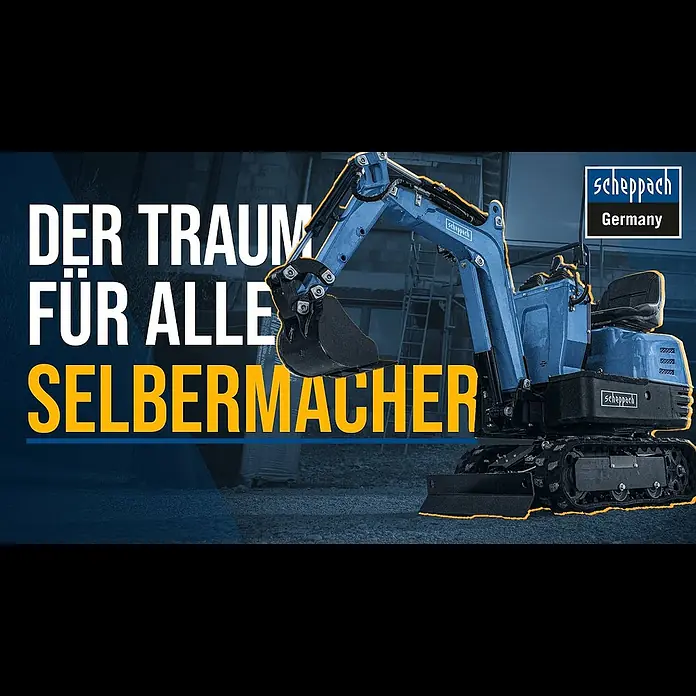 Scheppach Minibagger EXC815 - 6,3 kW, Benzin, Auslegerschwenkbereich: -70 ° - 70 ° - Mehr schaffen, weniger schaufeln  mit dem Scheppach Mini-Bagger EXC815! 