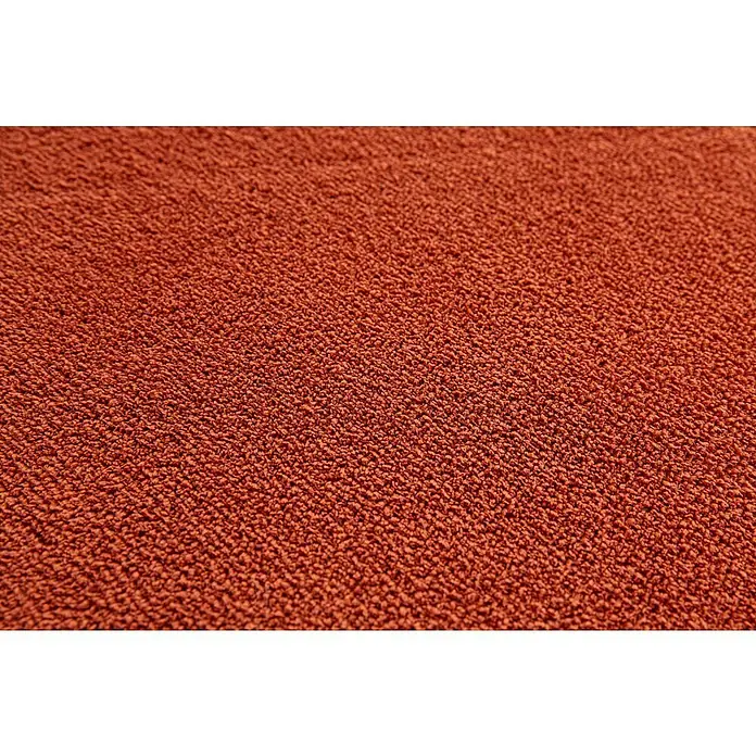 Hochflorteppich Lauria - Terracotta, 230 x 160 cm, 100 % Polyester - Nahaufnahme eines orangefarbenen Teppichs mit dichter Textur, ideal für gemütliche Wohnräume und zur Hervorhebung von Farbakzenten.