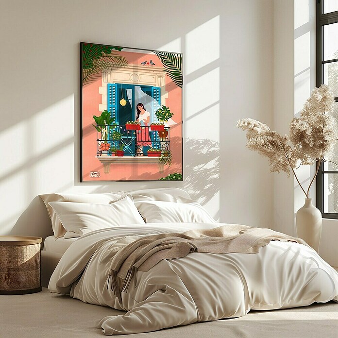 Papermoon Bild (Barcelona, B x H: 60 x 80 cm, Mit Passepartout, Rahmen Eiche) | BAUHAUS