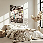 Papermoon Bild (Route 66 Gas Station, B x H: 80 x 110 cm, Mit Passepartout, Rahmen Eiche) | BAUHAUS