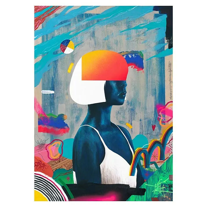 Papermoon PosterBlue Girl, B x H: 40 x 50 cm, Ohne Passepartout - Vorderansicht