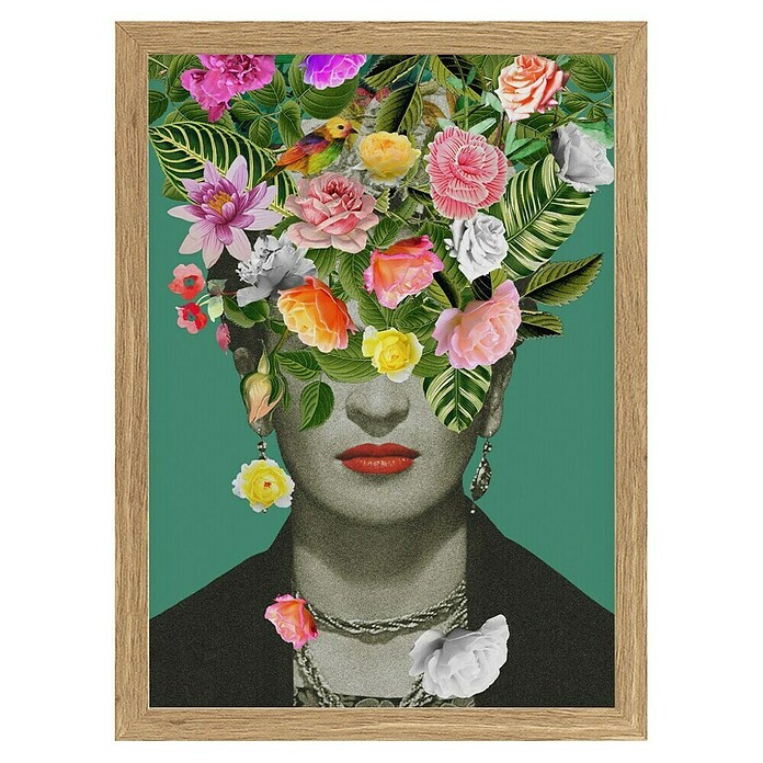 Papermoon Bild (Floral Frida, B x H: 50 x 70 cm, Ohne Passepartout, Rahmen Eiche) | BAUHAUS