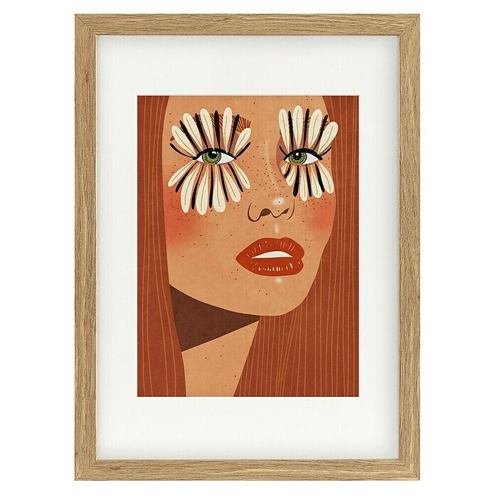 Papermoon Bild (Flower Eyes, B x H: 60 x 80 cm, Mit Passepartout, Rahmen Eiche) | BAUHAUS