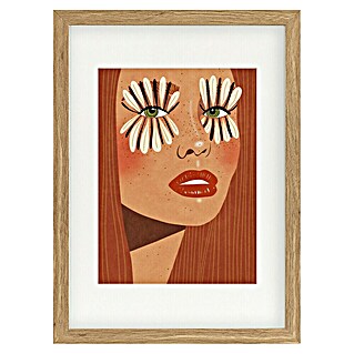 Papermoon Bild (Flower Eyes, B x H: 100 x 140 cm, Mit Passepartout, Rahmen Eiche)